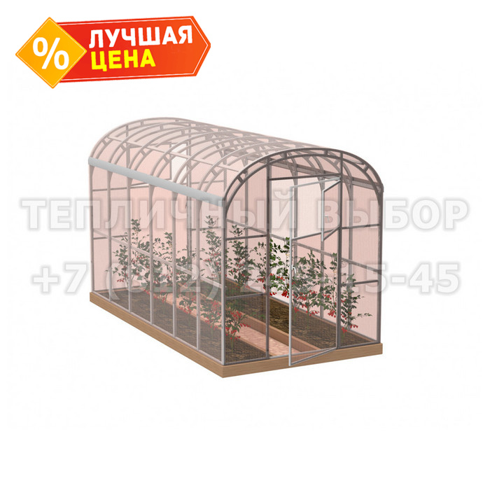 Теплица из поликарбоната-фито Усиленная Прямостенная 2,1х4 h=2.1 м профиль 20х40 мм